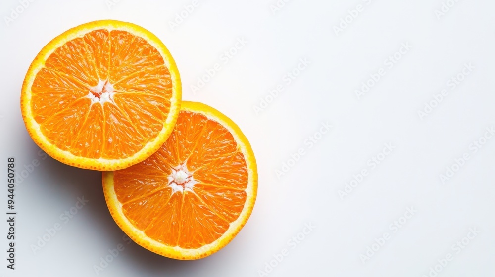 Orange fruit sliced in half with juicy textures, vibrant orange color, isolated on a clean white background, fresh and minimal concept. Orange fruit sliced in half with juicy textures, vibrant orange color, isolated on a clean white background, fresh and minimal concept.