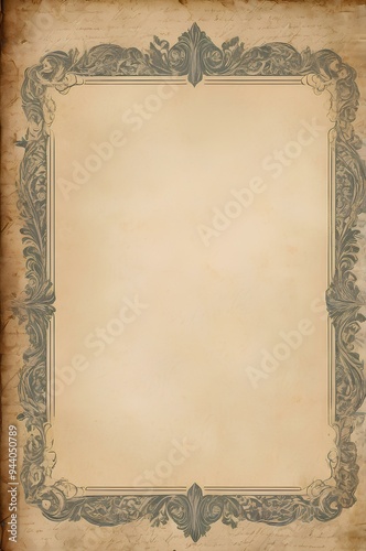 Intricate Frame, Ornate Pattern on Classic Parchment Background