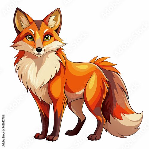 Cartoon Illustration of a Red Fox with a Fluffy Tail