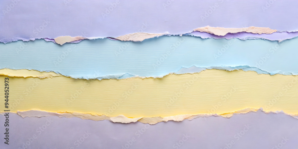 Torn Paper Texture: Pastel Stripes: A captivating abstract background of ripped paper in pastel hues, showcasing a unique layered texture with a soft and delicate feel. Torn Paper Texture: Pastel Stripes: A captivating abstract background of ripped paper in pastel hues, showcasing a unique layered texture with a soft and delicate feel.