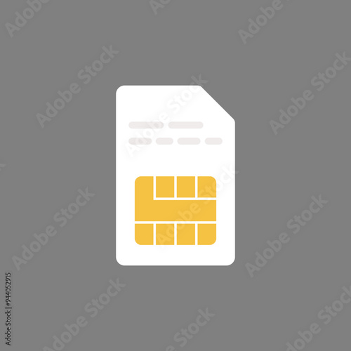 Sim card icon. Flat vector illustration of smart card isolated.