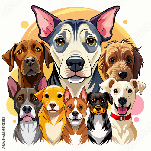Group of Adorable Dogs with Diverse Breeds and Expressions