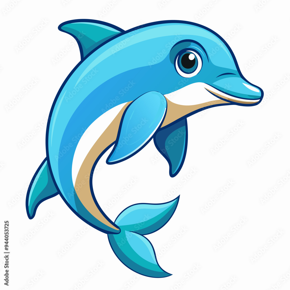 Obraz premium Cartoon illustration of a blue and tan dolphin