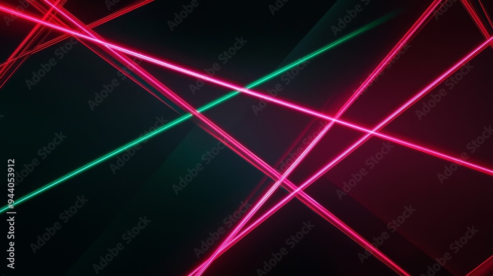 Complex lattice of laser beams, intersecting over a dark stage, deep red and green colors, futuristic sci-fi theme Complex lattice of laser beams, intersecting over a dark stage, deep red and green colors, futuristic sci-fi theme