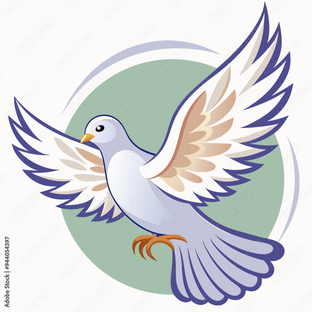 Fototapeta premium White Dove with Spread Wings Flying in a Circle