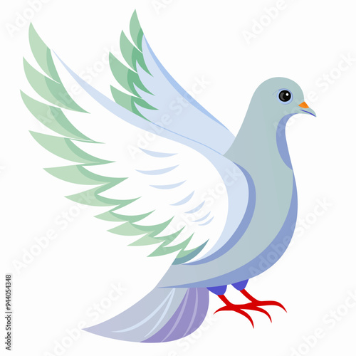 A stylized blue dove with outstretched wings