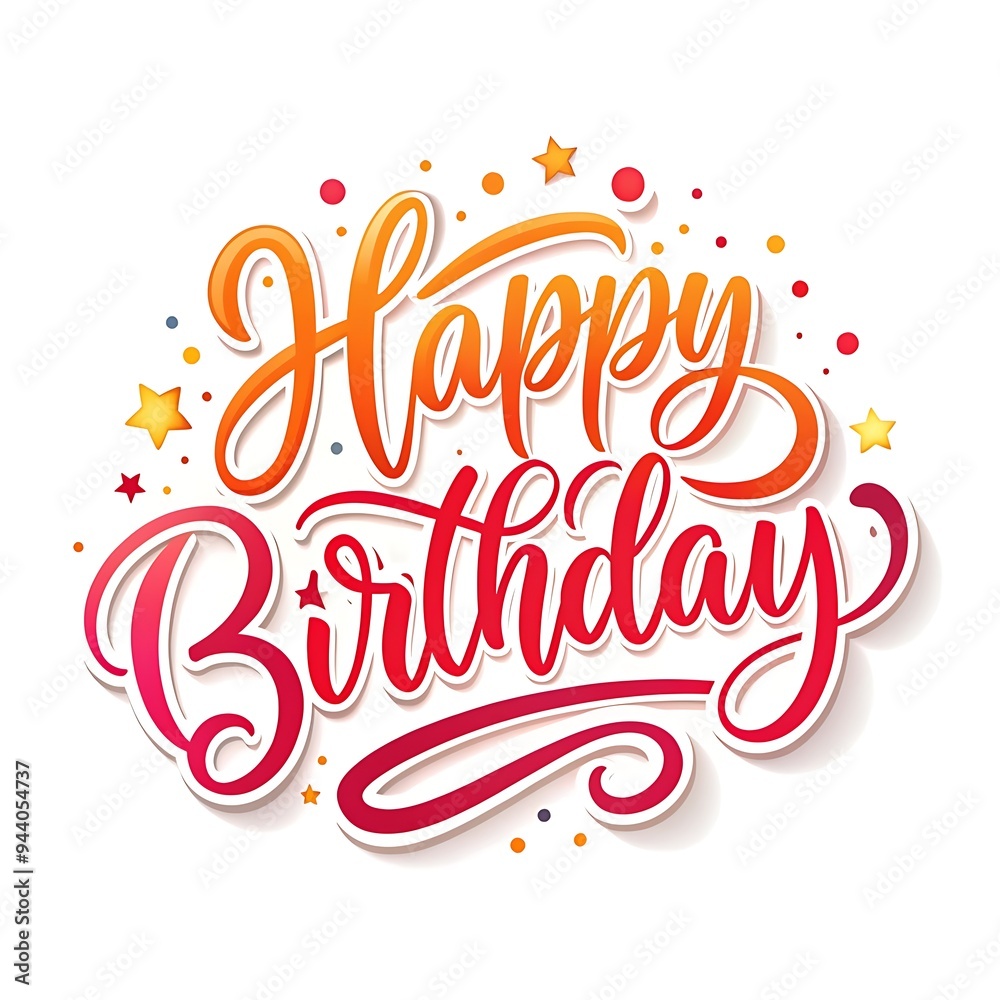 Obraz premium A colorful handwritten quotHappy Birthdayquot with decorative elements