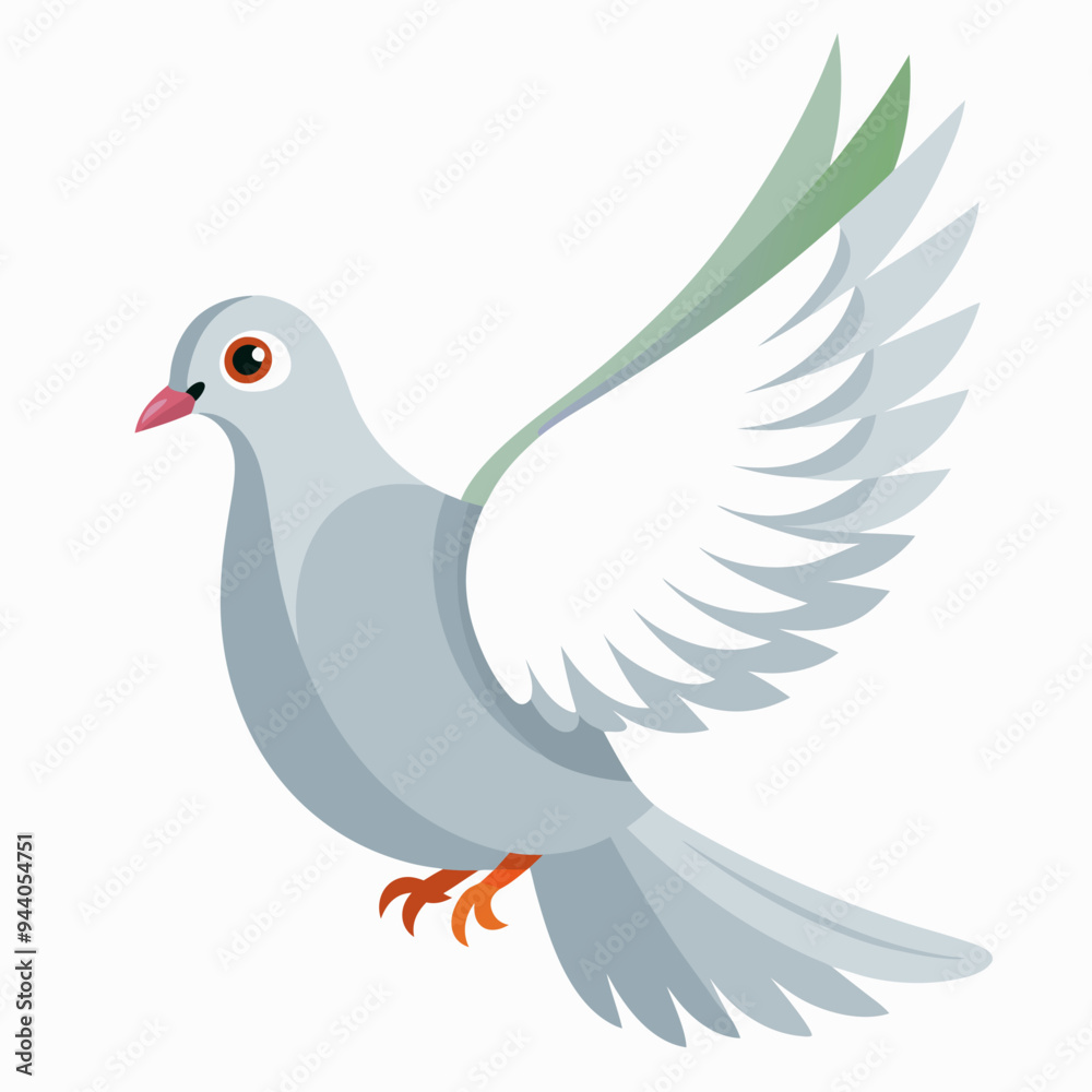 Obraz premium A White Dove in Flight with Spread Wings