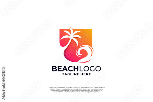 Palm beach logo design with gradient color