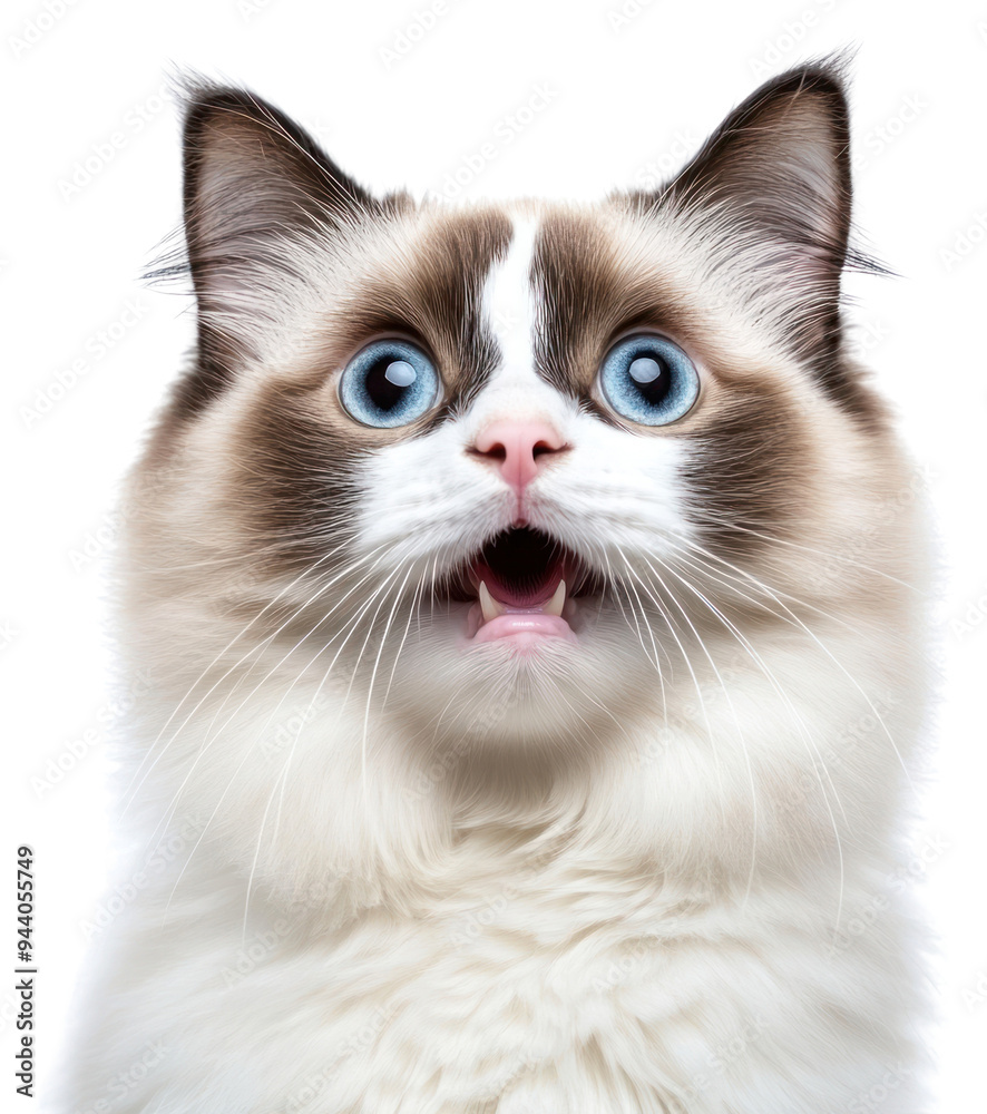 PNG Surprised blue-eyed fluffy cat PNG Surprised blue-eyed fluffy cat