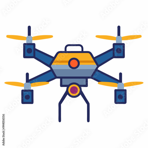 Drone with Four Propellers and Cameras