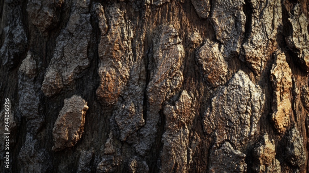 Close up view rugged texture of tree bark, ideal for nature themed design projects and backgrounds Close up view rugged texture of tree bark, ideal for nature themed design projects and backgrounds