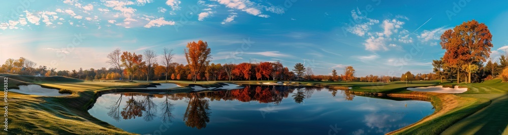 Autumnal Golf Course with Serene Pond Autumnal Golf Course with Serene Pond