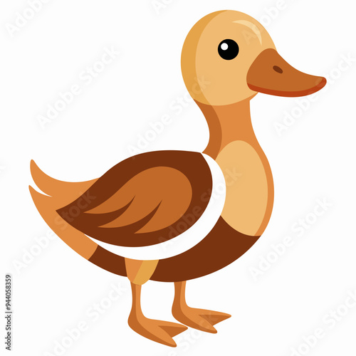 Cartoon Illustration of a Brown and Orange Duckling