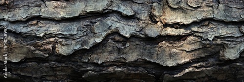 Close up view rugged texture of tree bark, ideal for nature themed design projects and backgrounds