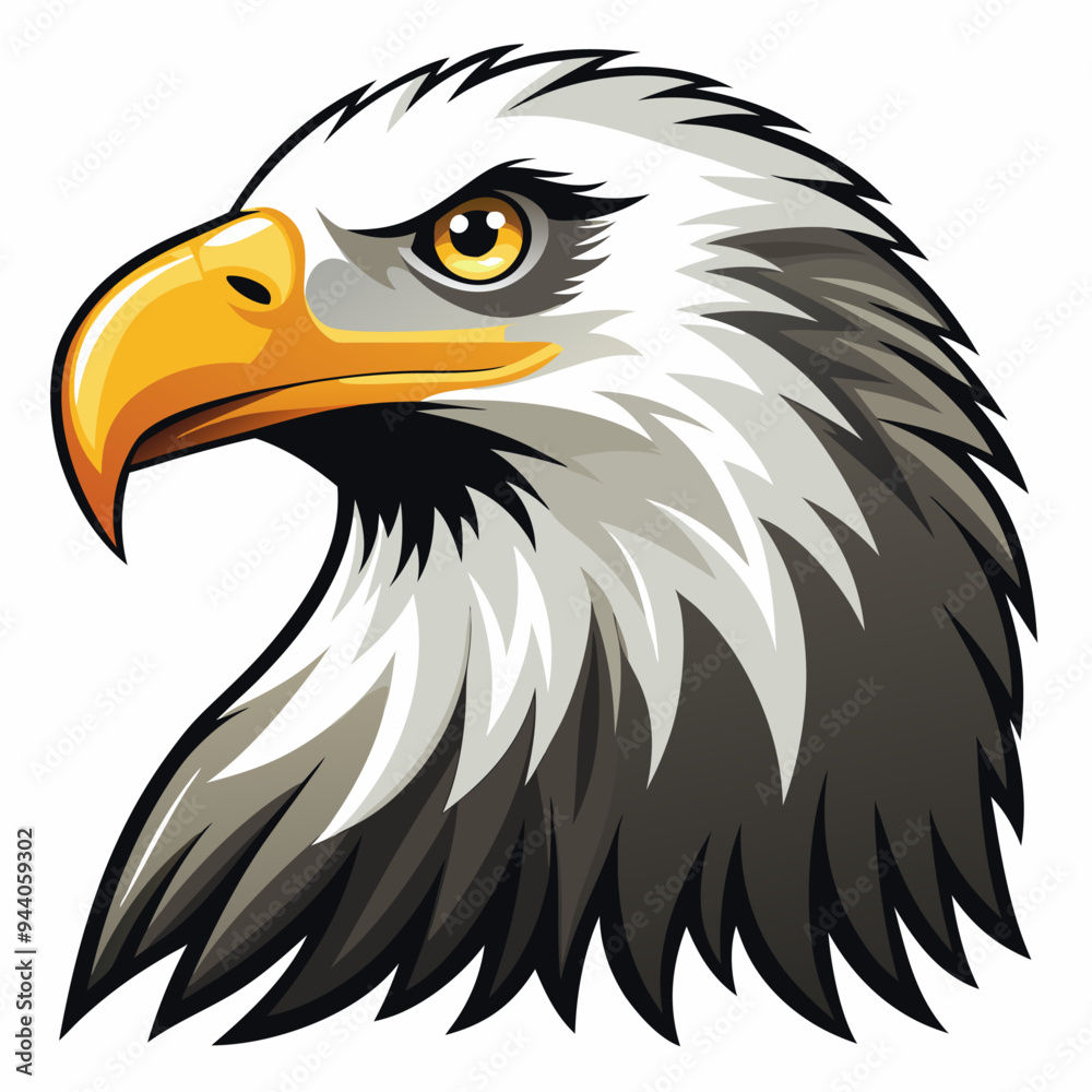 Fototapeta premium Close-up Portrait of a Bald Eagle's Head with Sharp Focus on the Eye