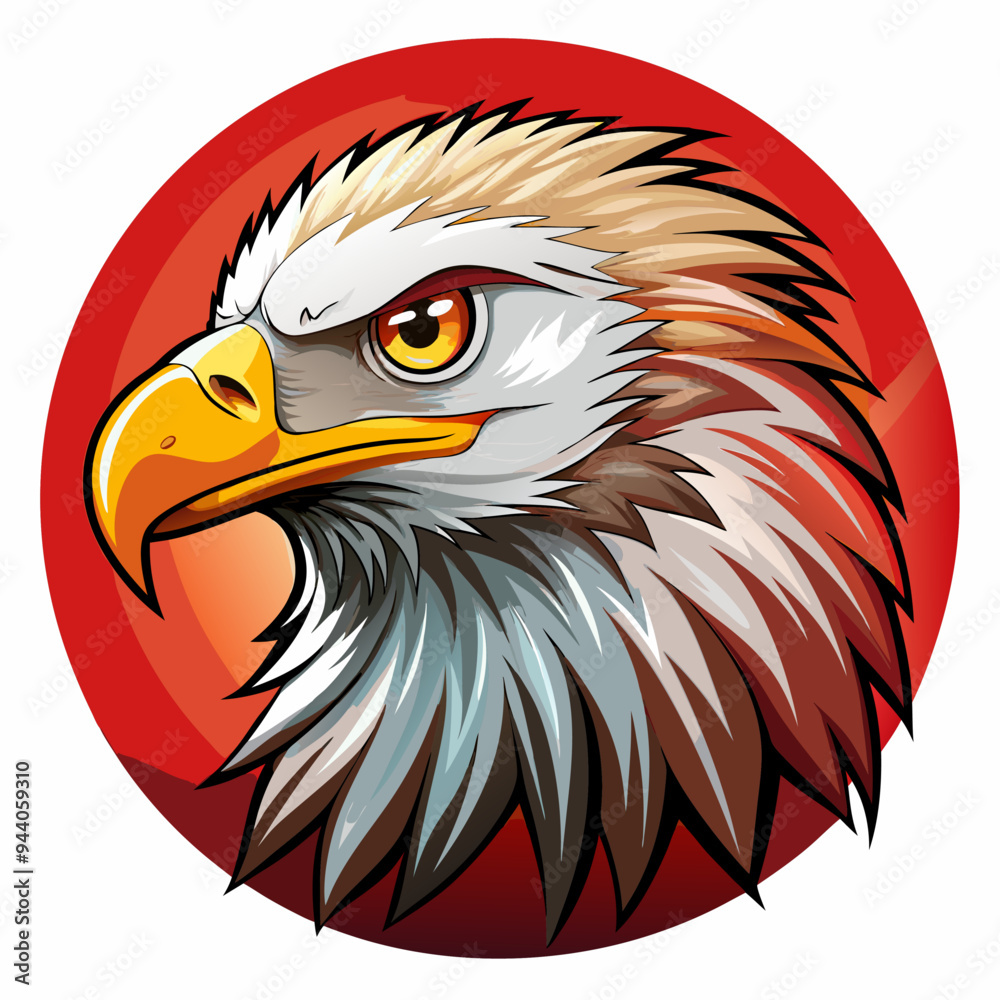 Obraz premium Close-up Portrait of a Fierce Eagle with Red Background