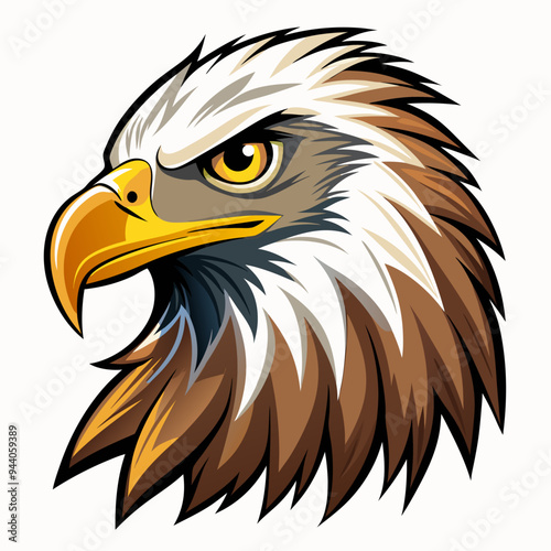 Close-up Illustration of a Bald Eagle's Head