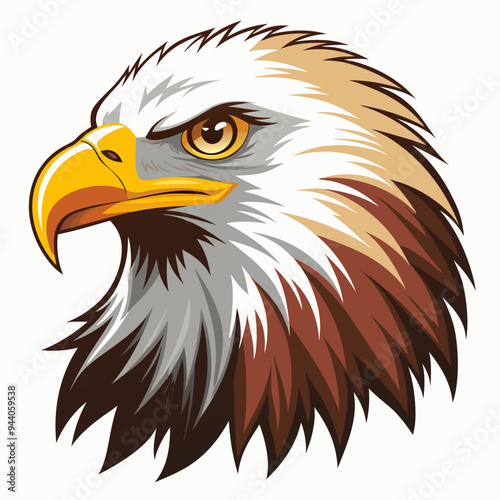 Close-up illustration of a bald eagle's head