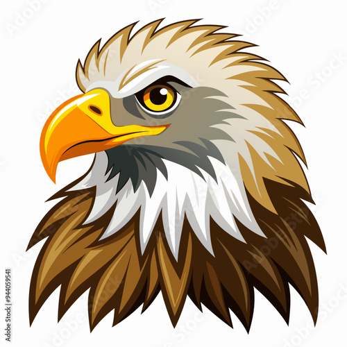 Close-up Illustration of a Bald Eagle's Head