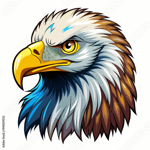 A Detailed Close-Up of an Eagle's Head with Vibrant Feathers