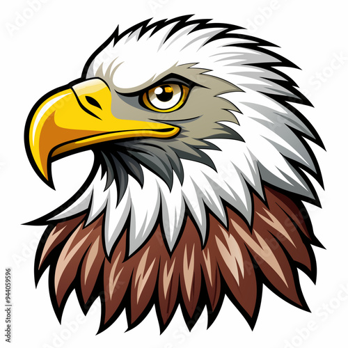 Cartoon Bald Eagle Head with Sharp Features