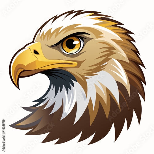 Cartoon Eagle Head with Sharp Beak and Fierce Expression