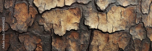 Close up view rugged texture of tree bark, ideal for nature themed design projects and backgrounds