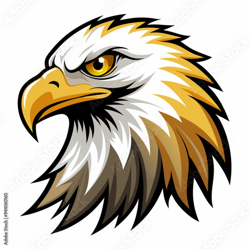 Close-up Illustration of an Eagle's Head with Sharp Features