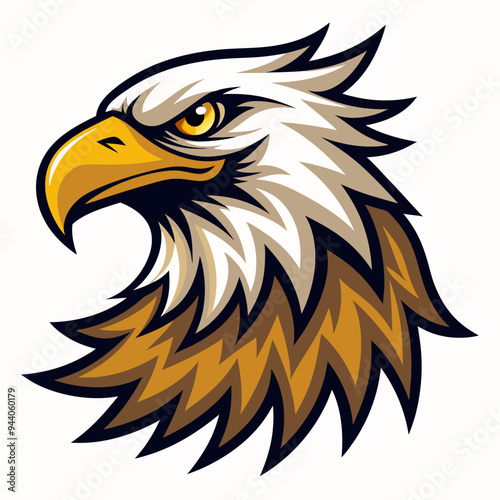 Close-up illustration of an eagle head with a fierce expression