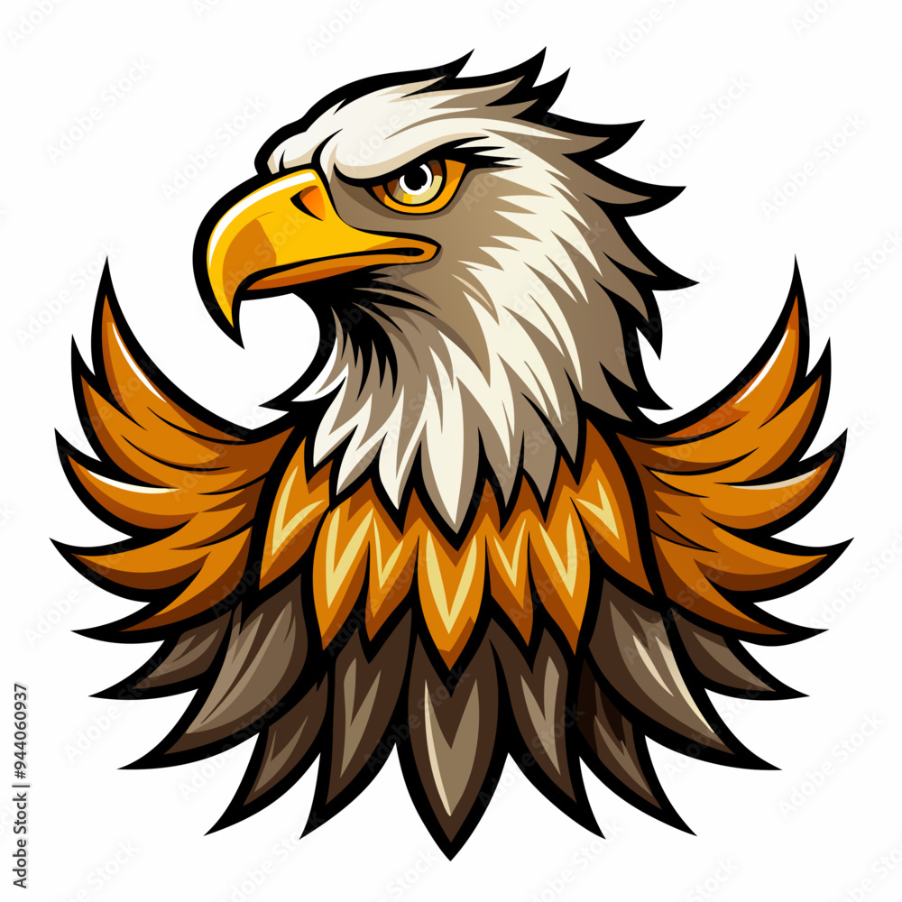 Obraz premium A Majestic Bald Eagle With Spread Wings, Looking to the Side