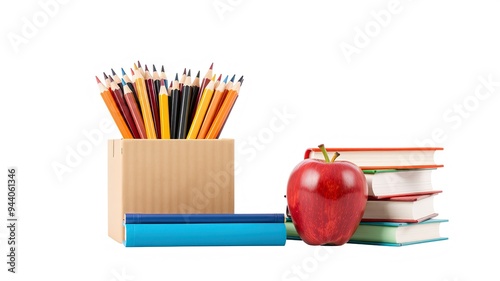 back to school concept isolate white backgroundeducation, school, background, isolated, white, study, back, pencil, student, concept, learning, object, notebook, pen, stationery, paper, equipment, col