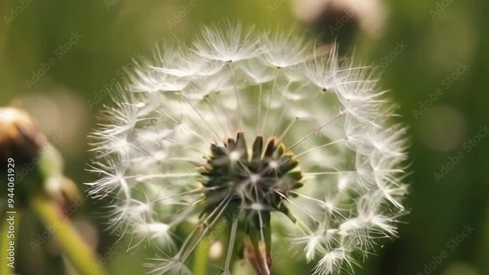 A close up of a dandelion, capturing its delicate seeds in a lush green setting, evoking tranquility and natural beauty A close up of a dandelion, capturing its delicate seeds in a lush green setting, evoking tranquility and natural beauty
