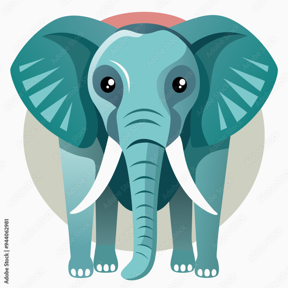 Obraz premium Cartoon Illustration of a Blue Elephant with Big Ears