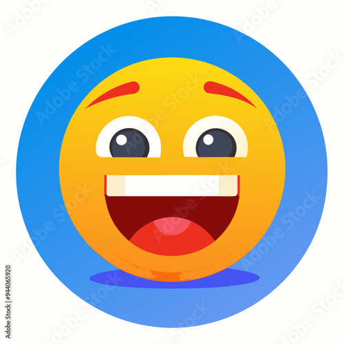 A Bright Yellow Smiley Face With Wide Open Mouth