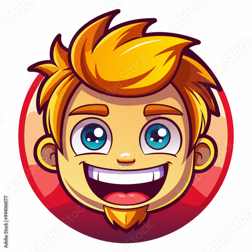 Cartoon illustration of a happy smiling man with blond hair