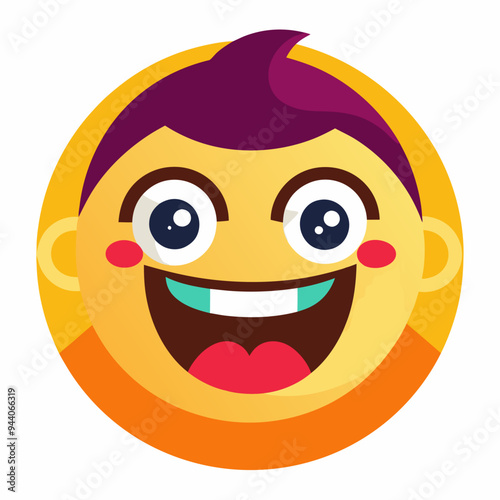 Cartoon Illustration of a Person with a Big, Joyful Smile