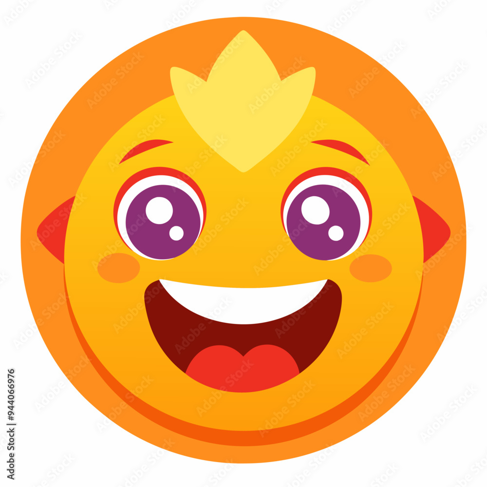 Fototapeta premium Cartoon Sun with a Big Smile and Wide Open Eyes