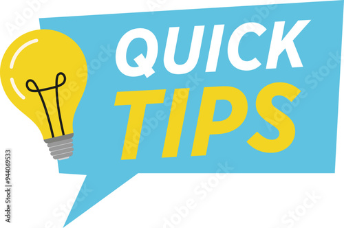 Quick tips sticker. Quick tips badge with lamp.