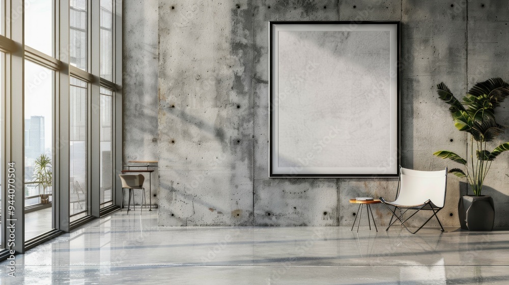 Modern Loft Interior Design with Empty Canvas Modern Loft Interior Design with Empty Canvas