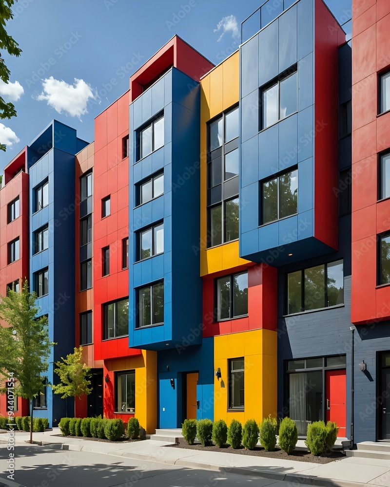Obraz premium Colorful row of houses with vibrant facade.