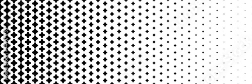 horizontal halftone of black curved plus and cross design for pattern and background.