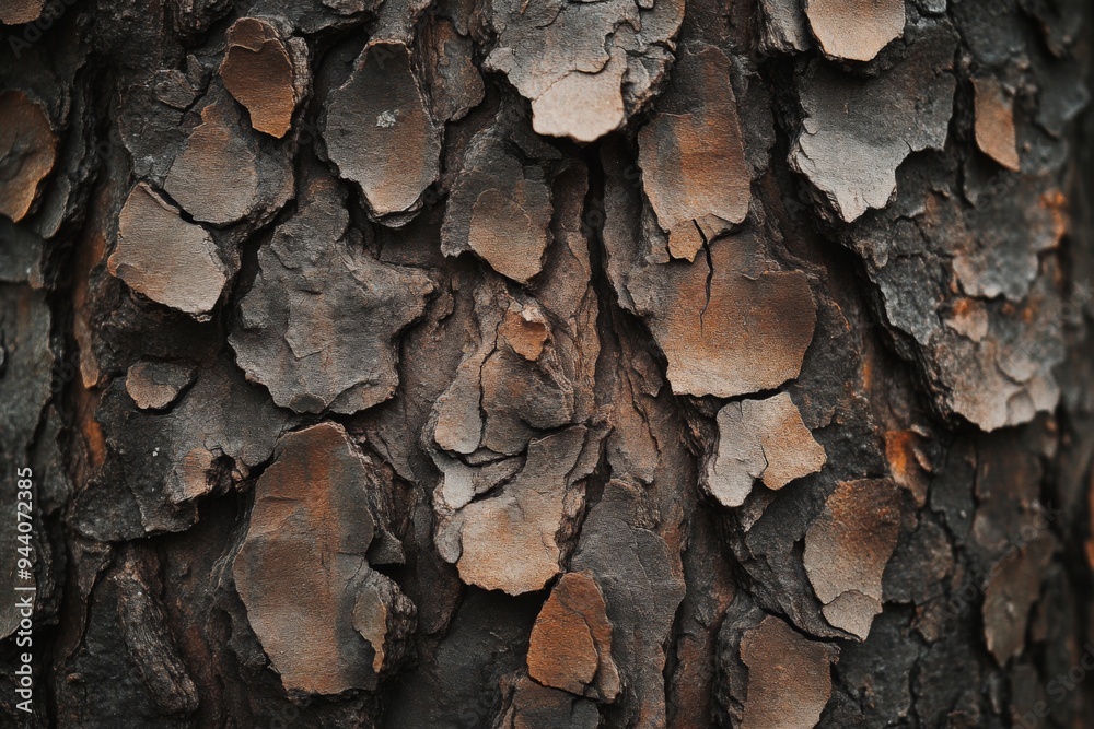 A detailed closeup view of rough tree bark that highlights intricate textures A detailed closeup view of rough tree bark that highlights intricate textures