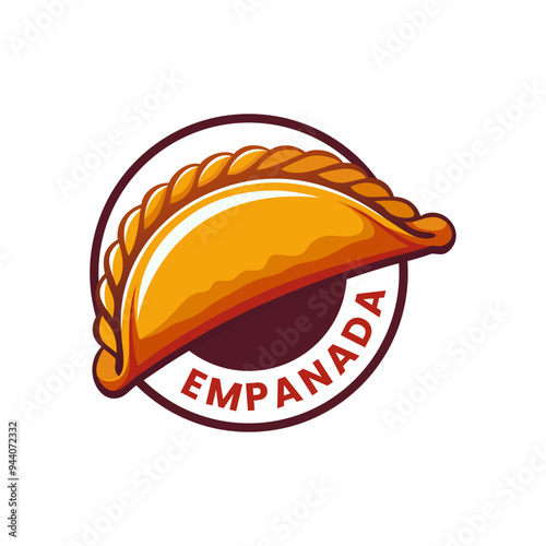 Empanada logo vector illustration template in circle