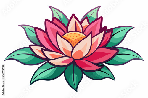 A Pink and Green Lotus Flower with Delicate Petals