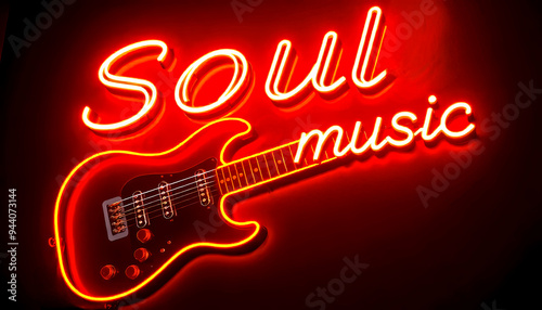 Neon Style Soul Music Sign ,Vivid.Bright with a nod to 60s & 70s Soul Music