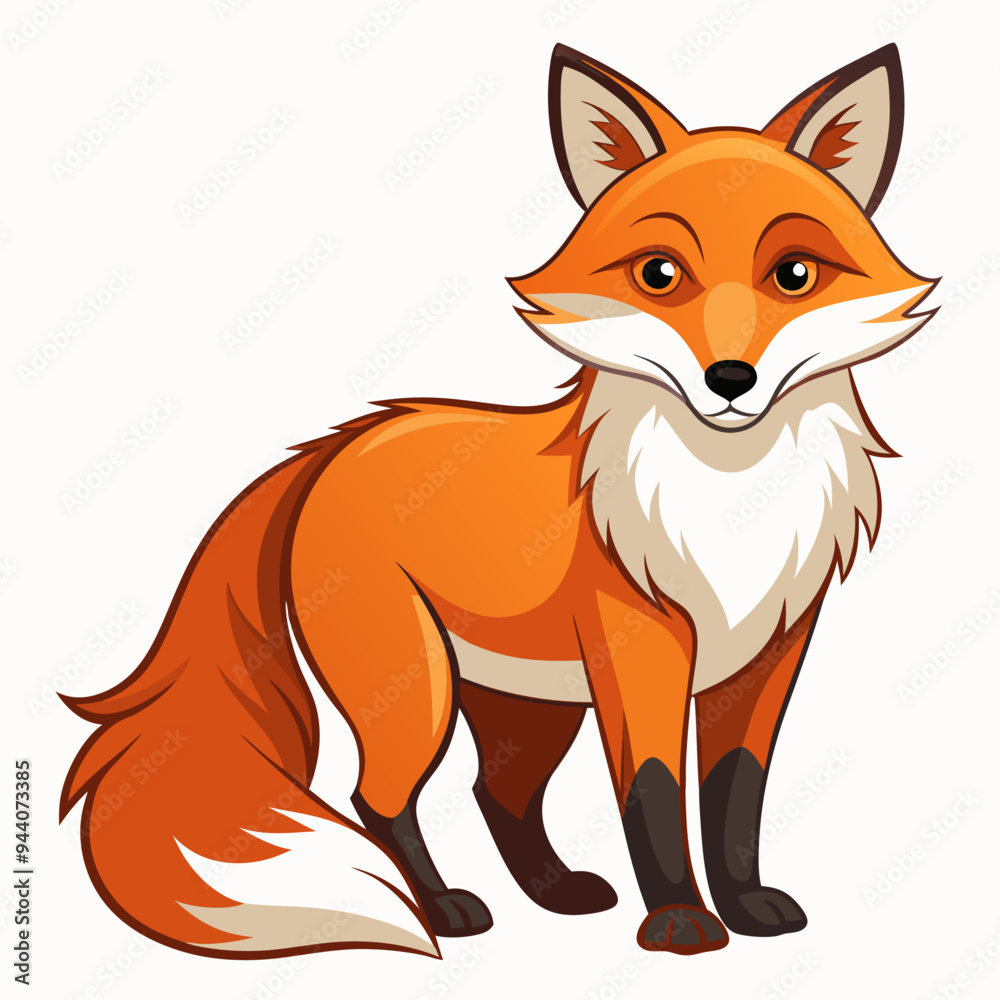 Obraz premium A Cartoon Red Fox with a Fluffy Tail
