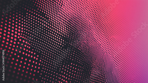 High-contrast halftone dots forming a vibrant abstract pattern in red and purple tones