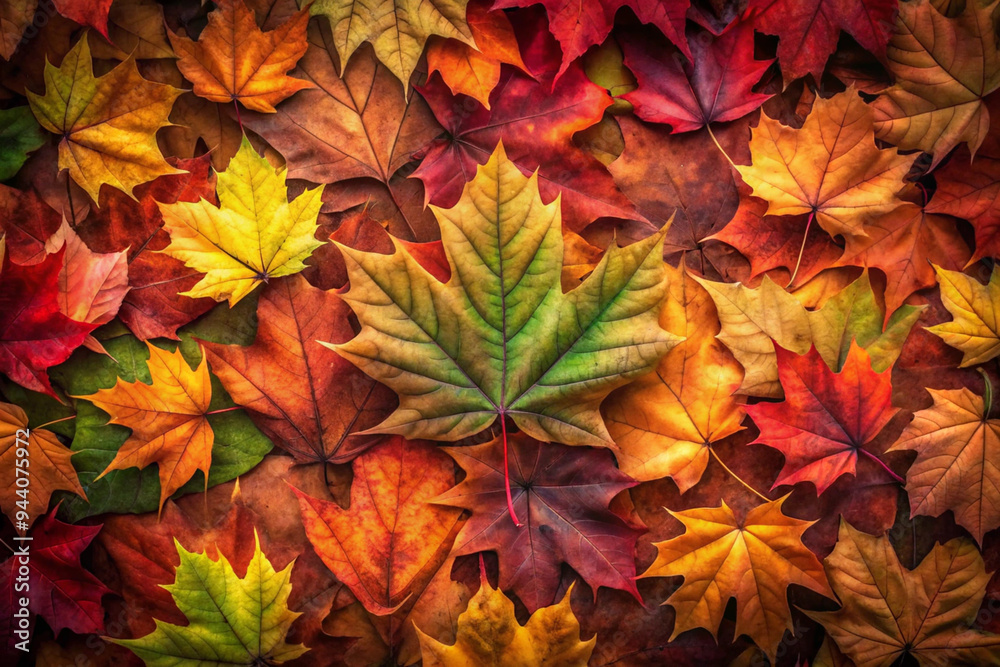 Colorful fallen autumn leaves on the ground, background, AI Generation Colorful fallen autumn leaves on the ground, background, AI Generation