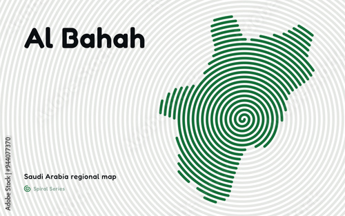 Creative Map of Al Bahah in a Circle Spiral Pattern. Saudi Arabia regional map